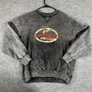 Vintage Browning Sweatshirt Mens L Gray Hunting Deer Duck Made Canada Crewneck